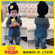 Trẻ em mùa thu mới bé trai và bé gái denim quần yếm 1 đến 3 tuổi Quần thời trang trẻ em hoang dã