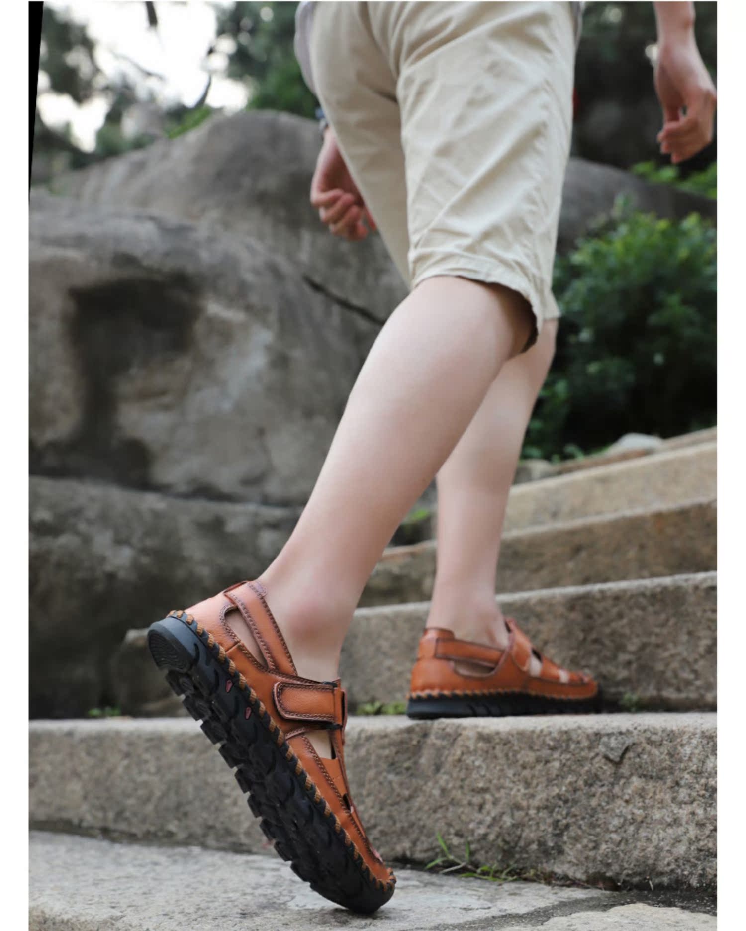 Giày da đế xuồng dép nam cá tính Giày đi biển chống đá đôi và dép nam baotou dép mềm thoáng khí - Sandal dép crocs nam