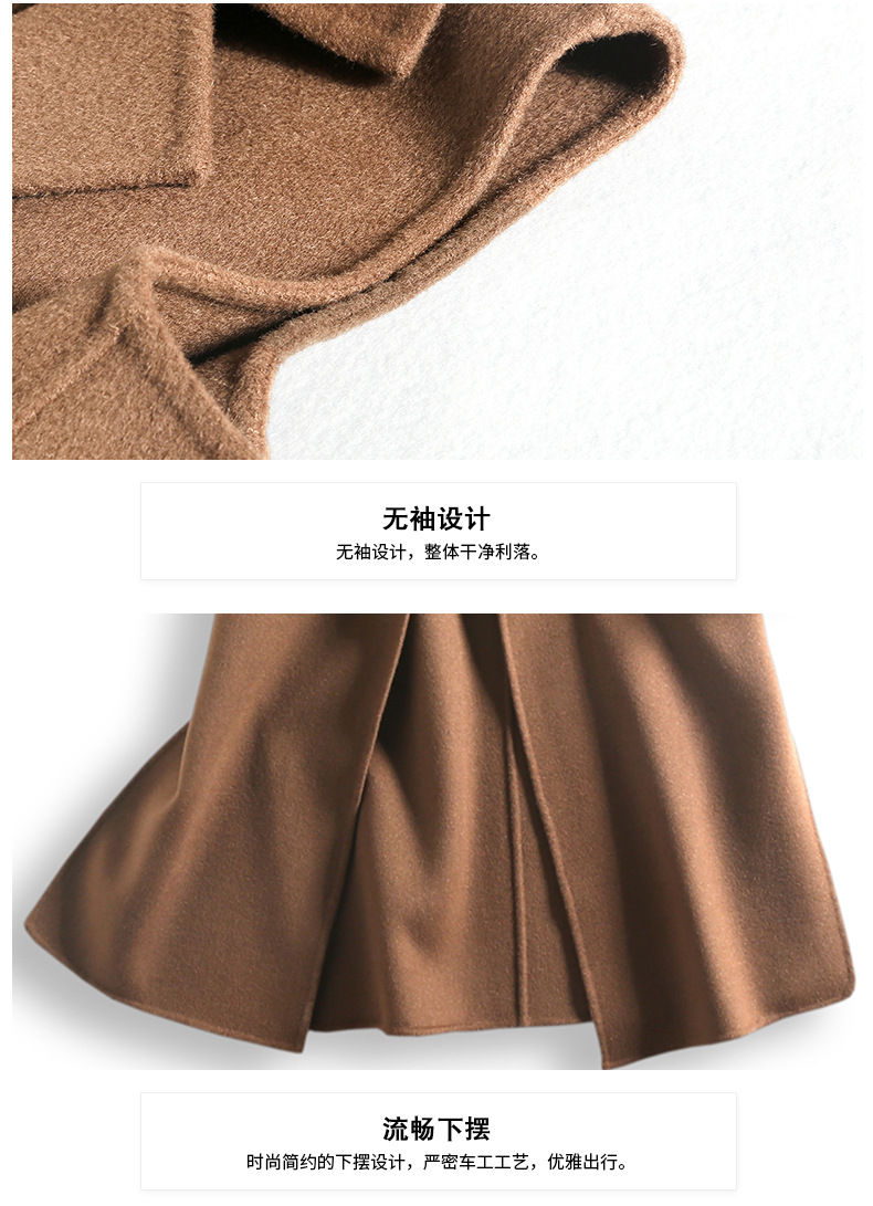 Áo khoác cashmere hai mặt 2018 nữ mới mỏng tối màu khóa len handmade vest áo khoác ny
