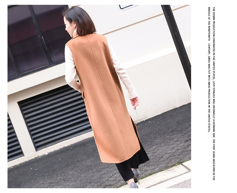 Áo khoác cashmere hai mặt 2018 nữ mới mỏng tối màu khóa len handmade vest áo khoác ny