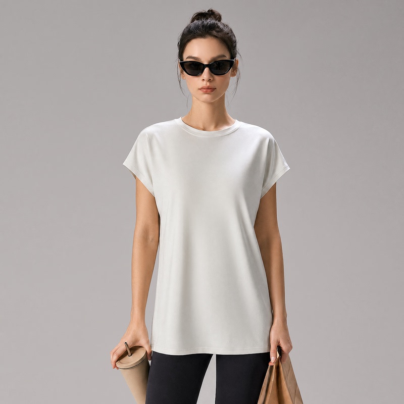 New Sleeveless T-Shirt for Women, Korean Style, Loose Round Neck, Small Flutter Sleeves, Cape, Simple Summer Short-Sleeve Casual Sports T-Shirt
