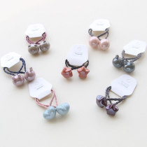 Children hair accessories Rabbit Hair Rope Two Dress Baby Leather Fascia Solid beads Cute Little Bear Hair Circles Elastic Beads