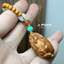 (Hand Twist Zodiac Cow Set) Olive nuclear single seed single grain engraving boutique cute phone chain Wen playing presents