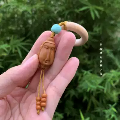 (Long-faced Buddha)Welfare olive core handle piece single seed pendant pendant back cloud Jingsi Arhat text play