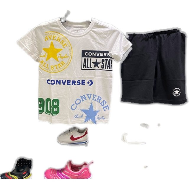 Converse ເຄື່ອງນຸ່ງເດັກນ້ອຍ summer ໃຫມ່ຂອງເດັກຜູ້ຊາຍຝ້າຍຮອບຄໍ pullover ສັ້ນແຂນສັ້ນຊຸດກິລາ CV22220851
