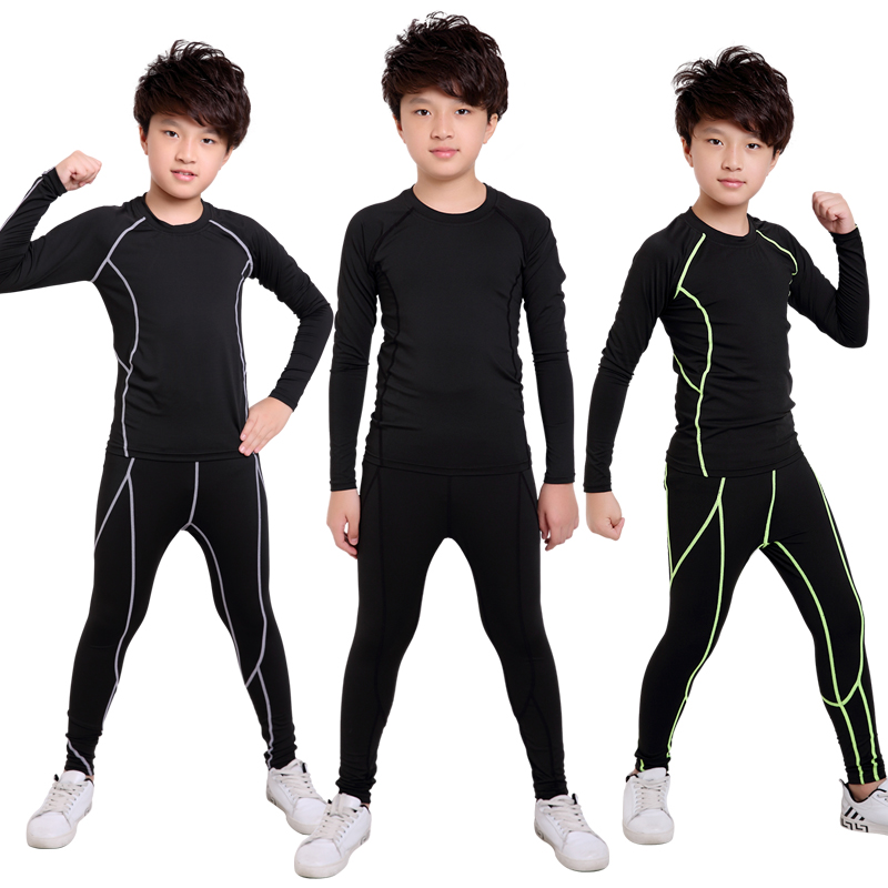 Children's sports tights men's elastic quick-drying fitness clothes basketball football running bottoming long-sleeved training clothes suit
