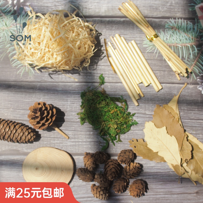 Forest material natural twigs pine cone leaves retro photo props handmade DIY tree trunk sawdust material package
