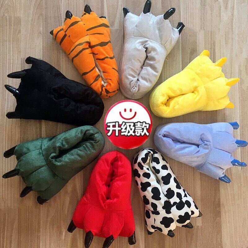 Winter Dinosaur Paw Tiger Paw Cotton Slippers Cartoon Couple Bag Heel Warm Shoes Men's and Women's Home Children's Monster Shoes