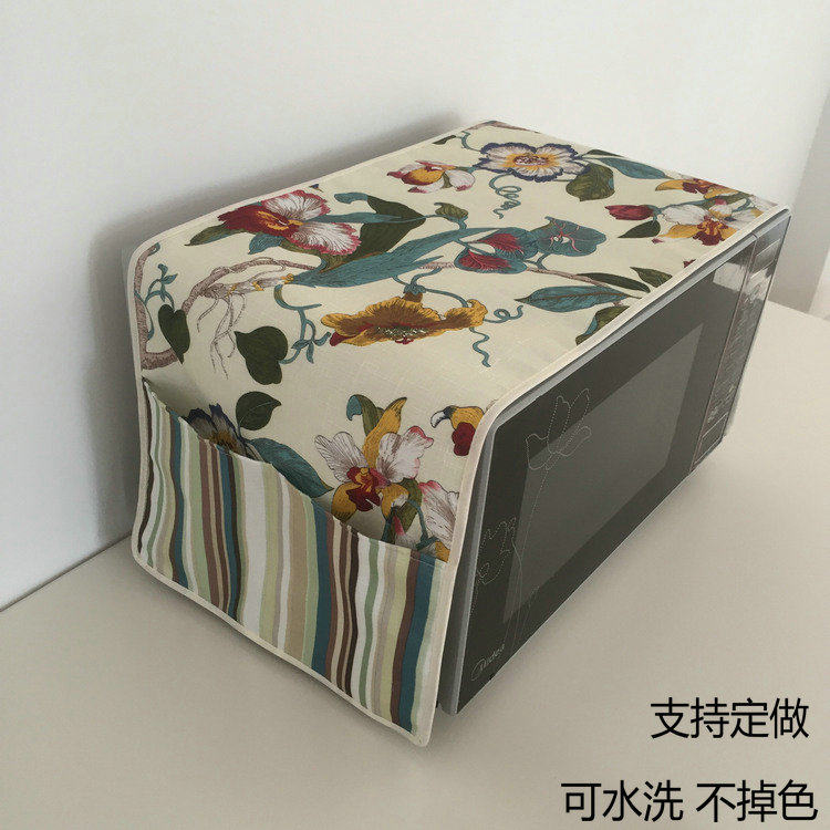 Microwave hood dust cover Gransee cover son anti-oil cover towels cotton linen oven cover towels Kitchen containing cloth Art set to do