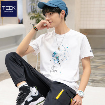 2021 summer new mens short-sleeved t-shirt ins trend youth student summer ice silk pure cotton tide brand clothing