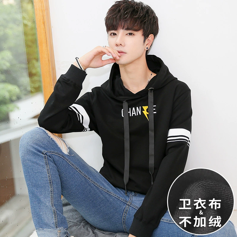Áo len mùa thu mới cho nam áo hoodie thanh niên xuân hè thu đông 2019 cộng với áo khoác nhung có mũ - Áo khoác đôi quần sooc nam