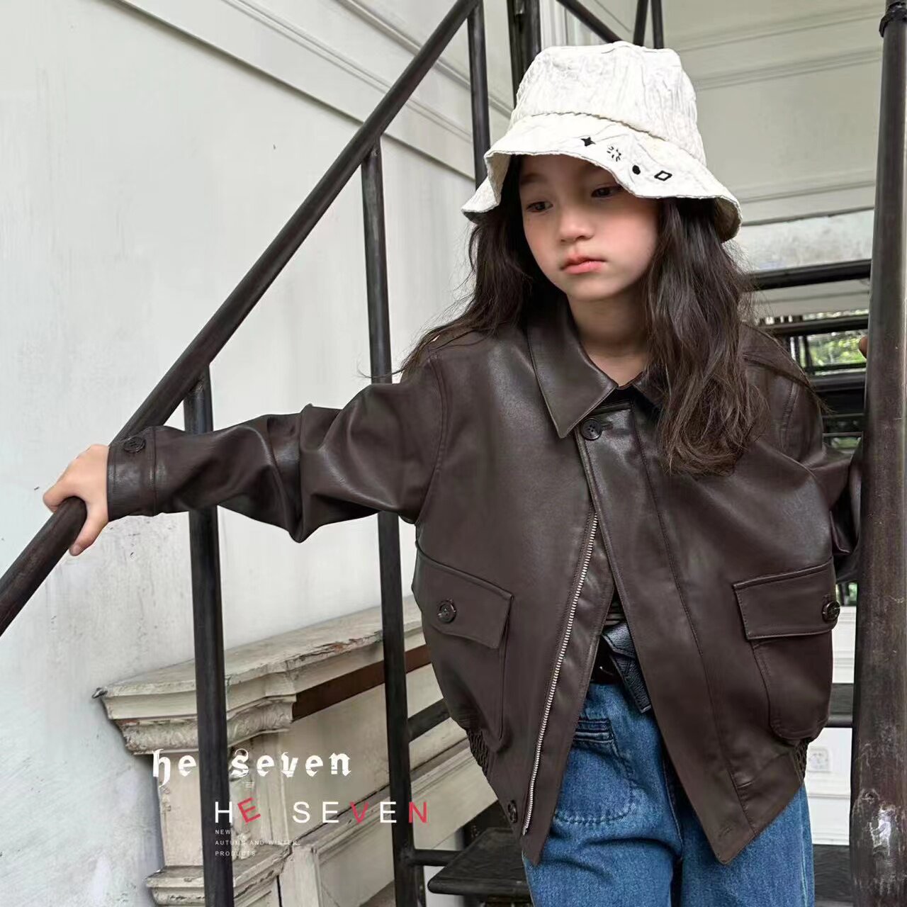 Special spot Bora BORA male and female child Korean children's clothing 23 autumn children Chaufan CUHK Soft Leather Jacket Jacket-Taobao