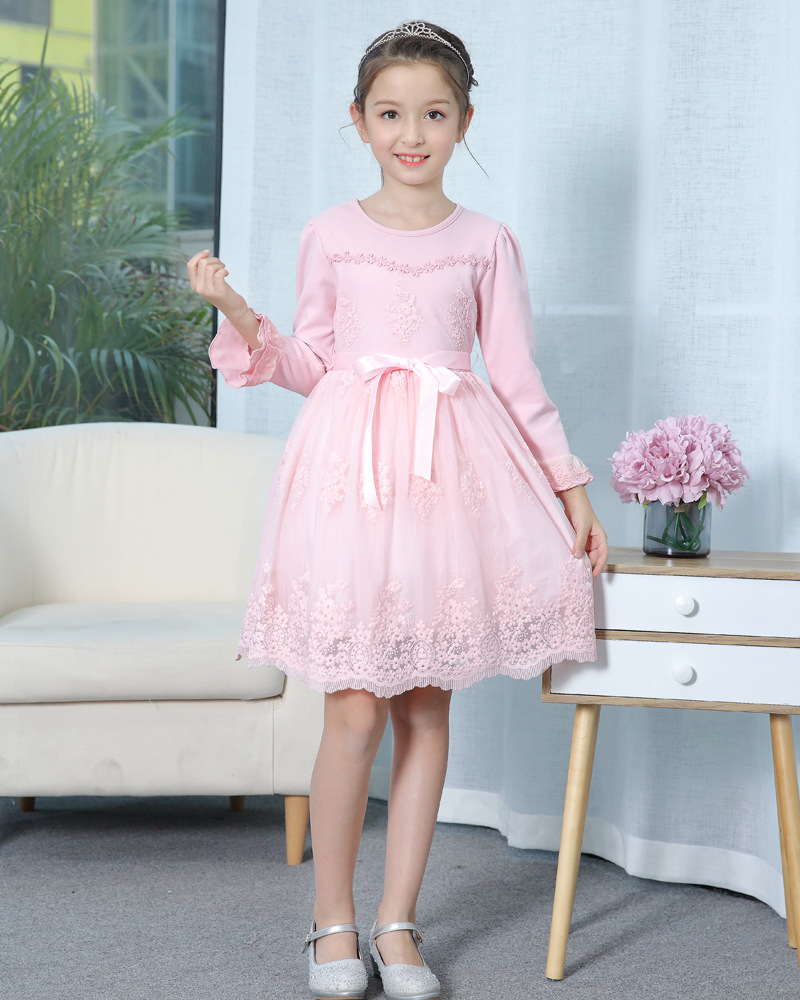 Váy bé gái xuân hè 2018 mới sáu chiếc váy cotton dài tay cho bé gái 9 tuổi váy công chúa chân váy cho be gái 12 tuổi