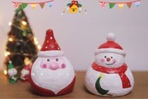 One drawer handmade cute real wood sculpted Santa snowman decorate bedroom with birthday present