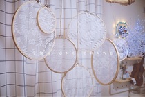 One drawer hand-made lace bamboo circle disc wedding background wall photo props