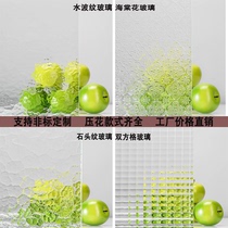 Super White tempered Changhong glass water grain head pattern Begonia flower embossed art glass bathroom door partition customization