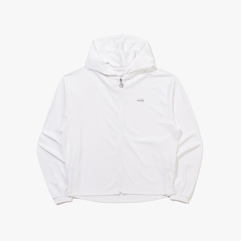 Overseas Purchasing Diadora Women's Tennis Top, Breathable, Lightweight, Hooded, Zippered, for Tennis Training and Outdoor Sports