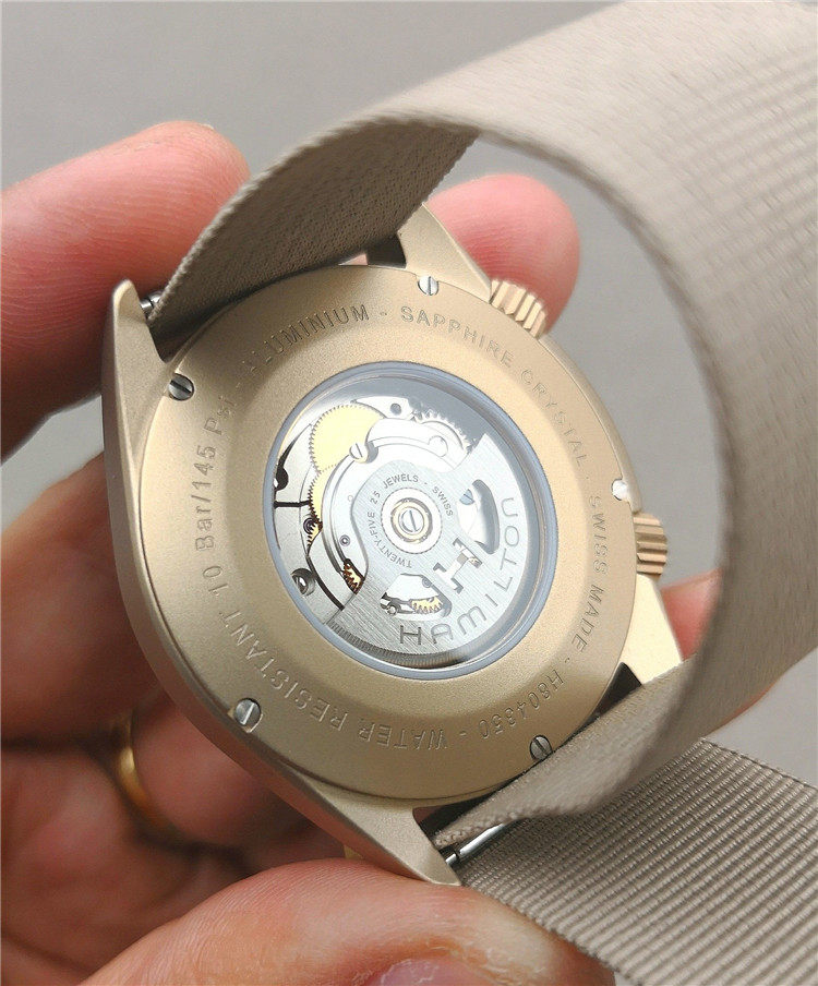 Швейцарские наручные часы 代购hamilton 汉米尔顿瑞士手表男卡其航空米色自动机械男表h804