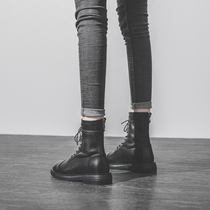 Martin boots female English style 2021 New Net red thin boots student Joker women short tube black flat heel boots