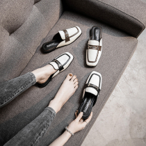 Baotou slippers for women wear 2021 new fashion net red wild lazy cool drag flat canvas half slippers for women