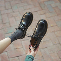 Bullock small leather shoes womens 2021 new wild retro forest department single shoes college British style Oxford womens shoes flat bottom