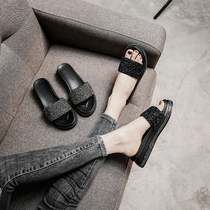 Flat slippers female 2021 new muffin thick bottom fashion word drag summer net red lazy slippers female ins