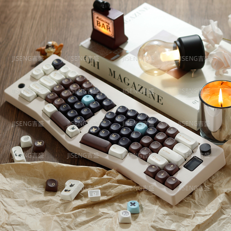 Abm066 Three-Mode Alice Mechanical Keyboard Ergonomic Gasket Wireless Bluetooth Customized Finished Product Via