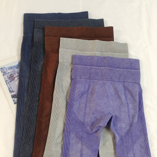 Tight high waist hip lifting denim fitness pants stretch running