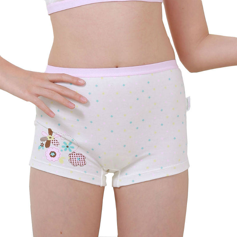 Girls underwear cotton four-corner children's underwear women's big children 12-15 flat angle 13 cotton 8 cotton summer 5-9 years old