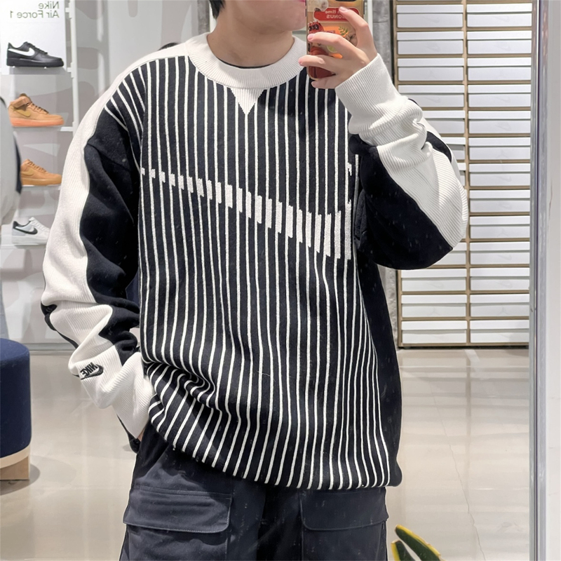 Nike Men's Sports Casual Trendy Retro Striped Loose Knit Sweater Sweater Ii1197