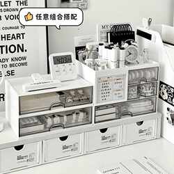 Desktop Storage Box Drawer-Type Transparent Organizer Stationery Pen Holder Shelf Student Desk Small Storage Rack Cabinet