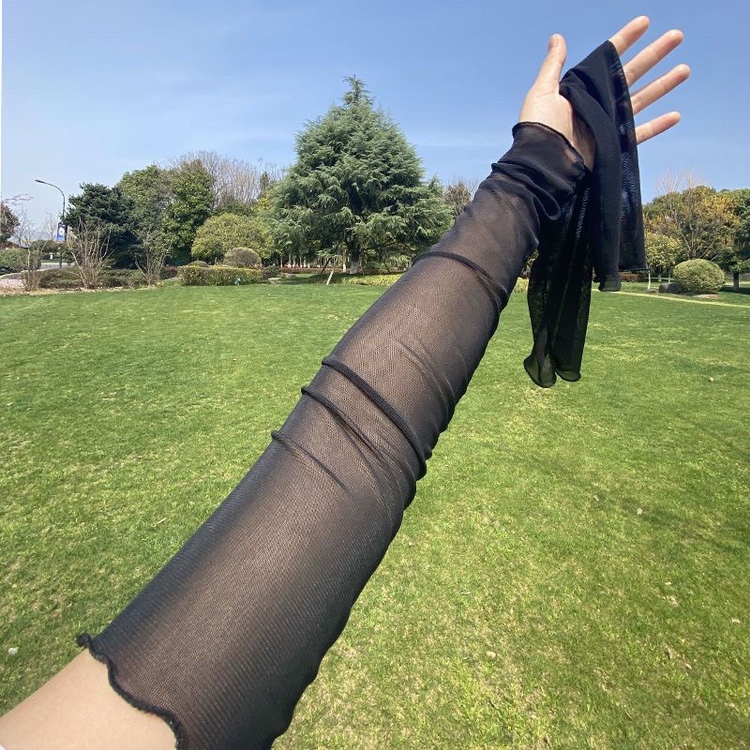 High-Elastic Long Sun Protection Arm Sleeves, Ice Silk Lace Sleeves for Women, Super Fairy-Like, Breathable, Sexy, Mesh Sleeves for Driving and Sun Protection
