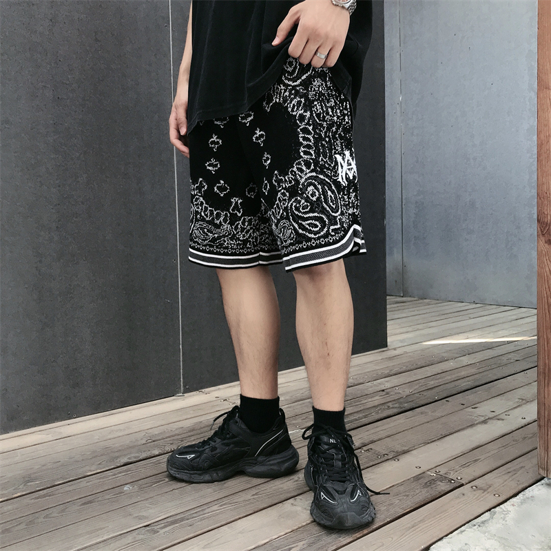 Correct Version of American Trendy Brand 2021 New Paisley Cashmere Cotton Knit Sports Casual Shorts, Unisex