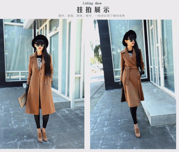 Phiên bản Hàn Quốc của áo khoác len nữ mỏng Áo len nữ mùa xuân nguyên bản trong phần dài của len thời trang dày - Áo Hàn Quốc áo khoác dáng dài nữ