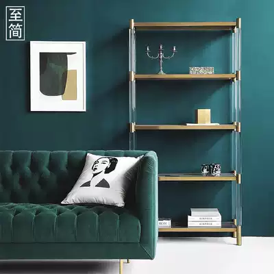 Clothing store display rack high-end shoes and bags stainless steel acrylic plate Nakajima rack floor-to-ceiling display rack gold silver