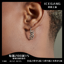 ICEGANG Original liquid metal dissolved S925 pure silver earrings male and female with the same trend ins and European earrings