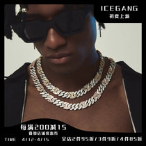 ICEGANG Tide Cards New T Square Splicing Bracelet Full Drill Cuba Necklace Men Senior Feel Hip Hop American Hiphop