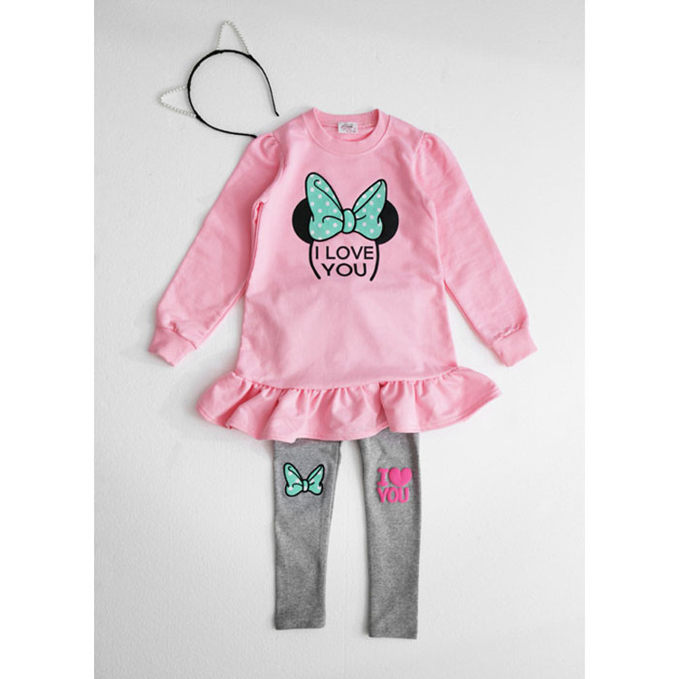 Mùa thu 2018 bé gái mới mặc bộ đồ cotton dễ thương hoạt hình trẻ em nước ngoài váy dài hai bộ quần áo thủy triều áo phao trẻ em mùa đông