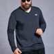 Plus-Size Men's Ice Silk Long-Sleeve T-Shirt, V-Neck, Extra Large, Middle-Aged, for Overweight Dads, Smooth Material Base Shirt