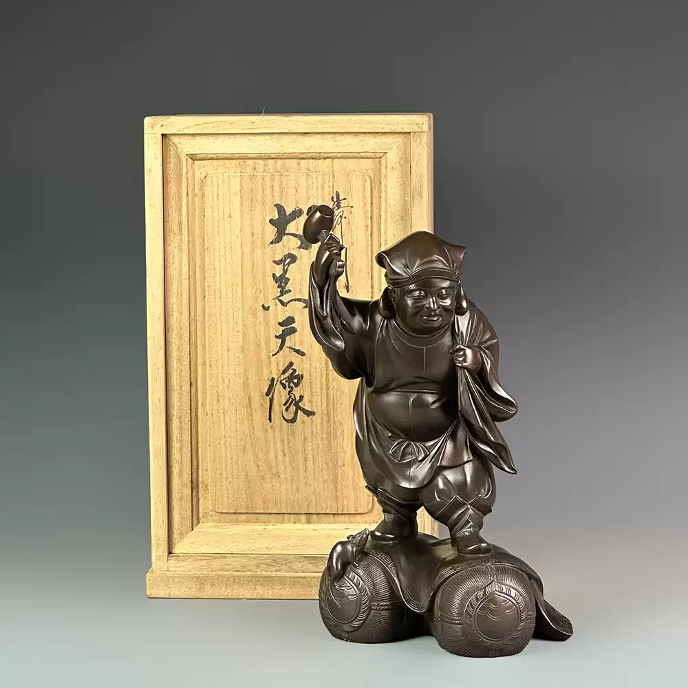 日本高岡銅器金工美術紫山刻高野良一作寿形梅和鴛鴦青銅花瓶-淘宝