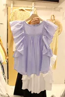 Xuân 2019 mới ngọt ngào màu rắn cổ tròn xù tay áo sơ mi nữ giản dị áo sơ mi búp bê thủy triều - Áo sơ mi sơ mi oversize