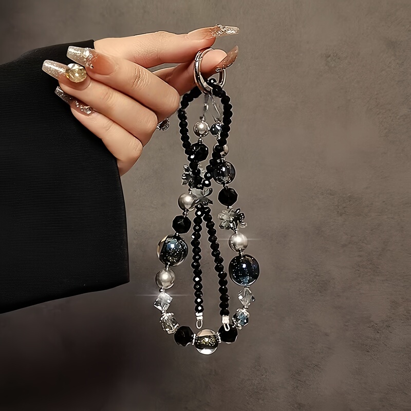 Luxurious and High-End Crystal Beaded Hand Chain Wrist Strap Short Lanyard Phone Case Car Keychain Bag Pendant Trendy