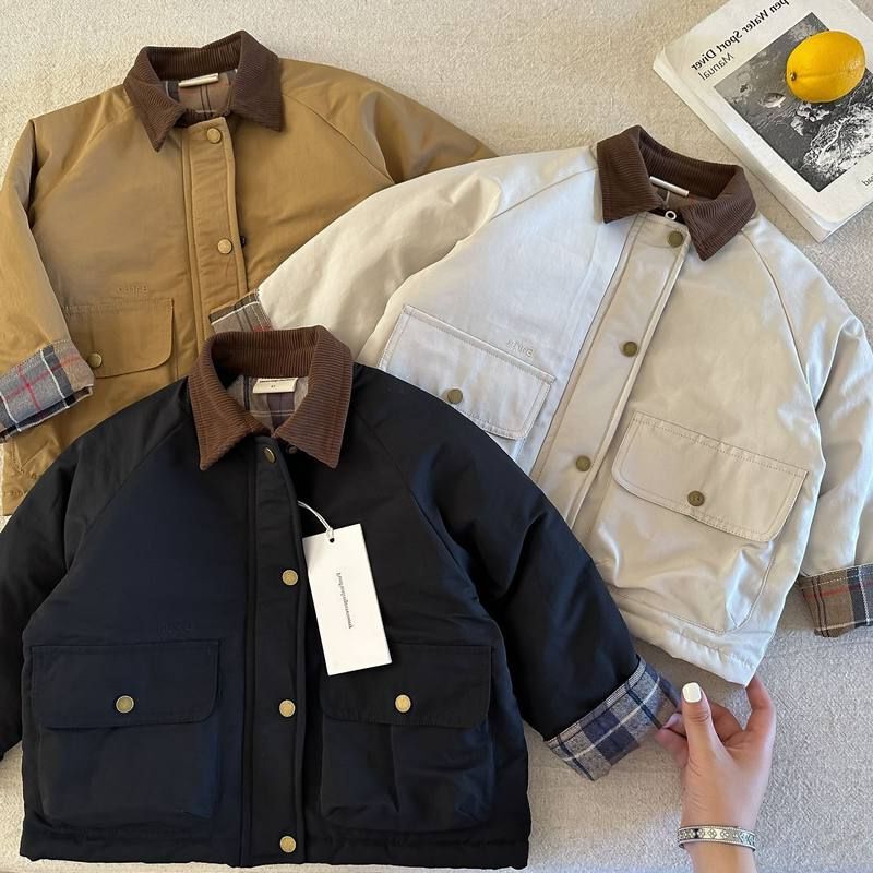 Twin Boys' Clothing Set, 2025 New Style Children's Cotton-Padded Thickened Baseball Jacket, Trendy Jacket