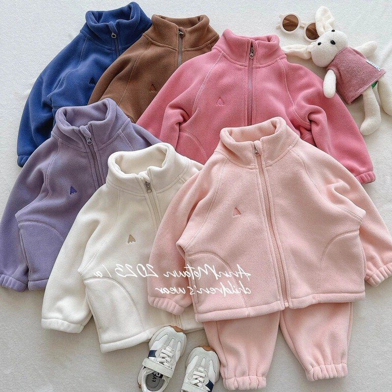 Twin Children's Clothing Korean Style Autumn and Winter Girls' Outfit New Sweet Fleece Jacket and Casual Pants Two-Piece Set Twin Children's Clothing Korean Style Autumn and Winter Girls' Outfit New Sweet Fleece Jacket and Casual Pants Two-Piece Set