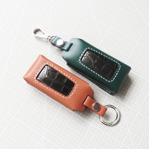 Handmade leather car key bag mens head layer cowhide keychain remote control key set for all models