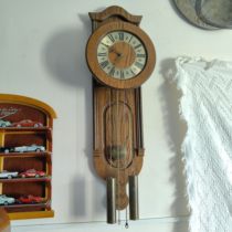 9-piece antique Dutch mechanical clock wall clock gravity clock heavy hammer clock 1950s old object oak pendant