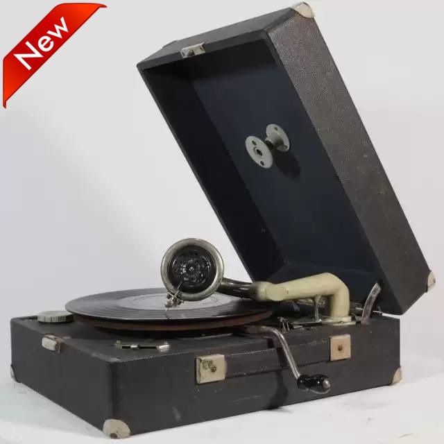 Nostalgia Vintage Antique British Old-fashioned Tinder style hand-shaking grammater black adhesive record machine clockwork power 78 turn