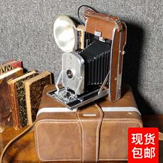 Камеры 1950s美国古董polaroid宝丽来95b大皮腔相机折叠相机带皮箱闪光灯