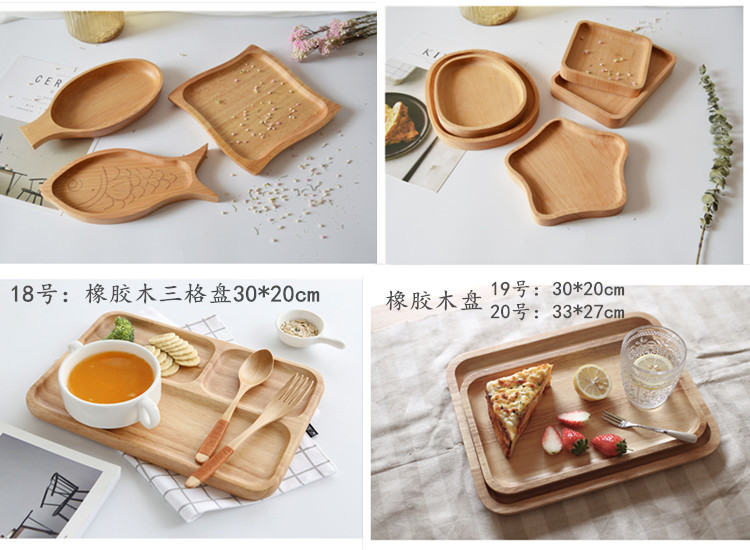 Nhật Bản pallet gỗ hình chữ nhật Hộ gia đình bánh mì tròn bằng gỗ rắn tấm gỗ Tấm trái cây đĩa gỗ - Tấm khay gỗ để ấm chén