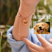 In minimal style custom temperament pet cat and dog Hardware photo bracelet adjustable handrope memorial pendant gift